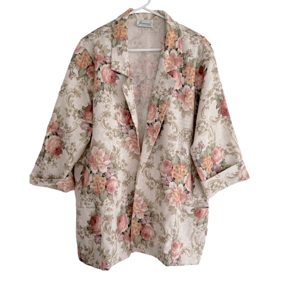 Vintage Jackets & Blazers - Vintage Joanna Romantic Floral Oversized Blazer Jacket